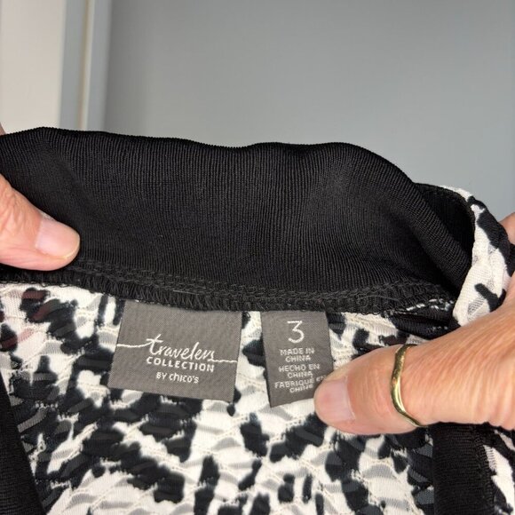 TRAVELERS COLLECTION by CHICO'S Long Sleeve Cardigan Womens 3(Large) Black White - Picture 5 of 5